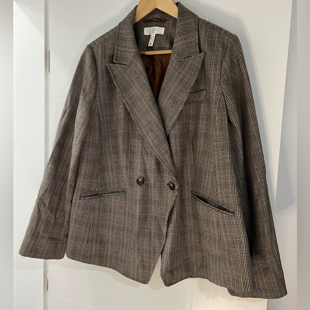 Addition Elle Brown Plaid Women's Blazer - Size 18